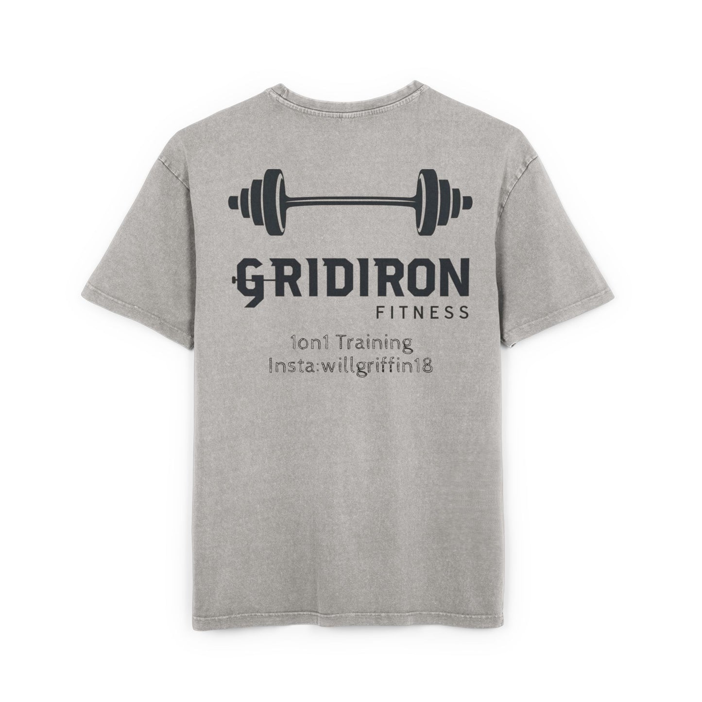 Men's Acid Washed Oversize Fitness Tee - Gridiron Design