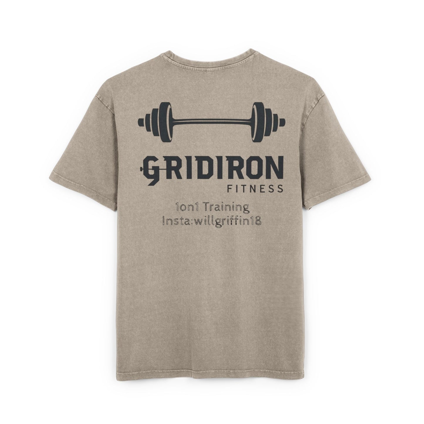 Men's Acid Washed Oversize Fitness Tee - Gridiron Design