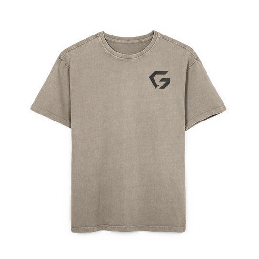 Men's Acid Washed Oversize Fitness Tee - Gridiron Design